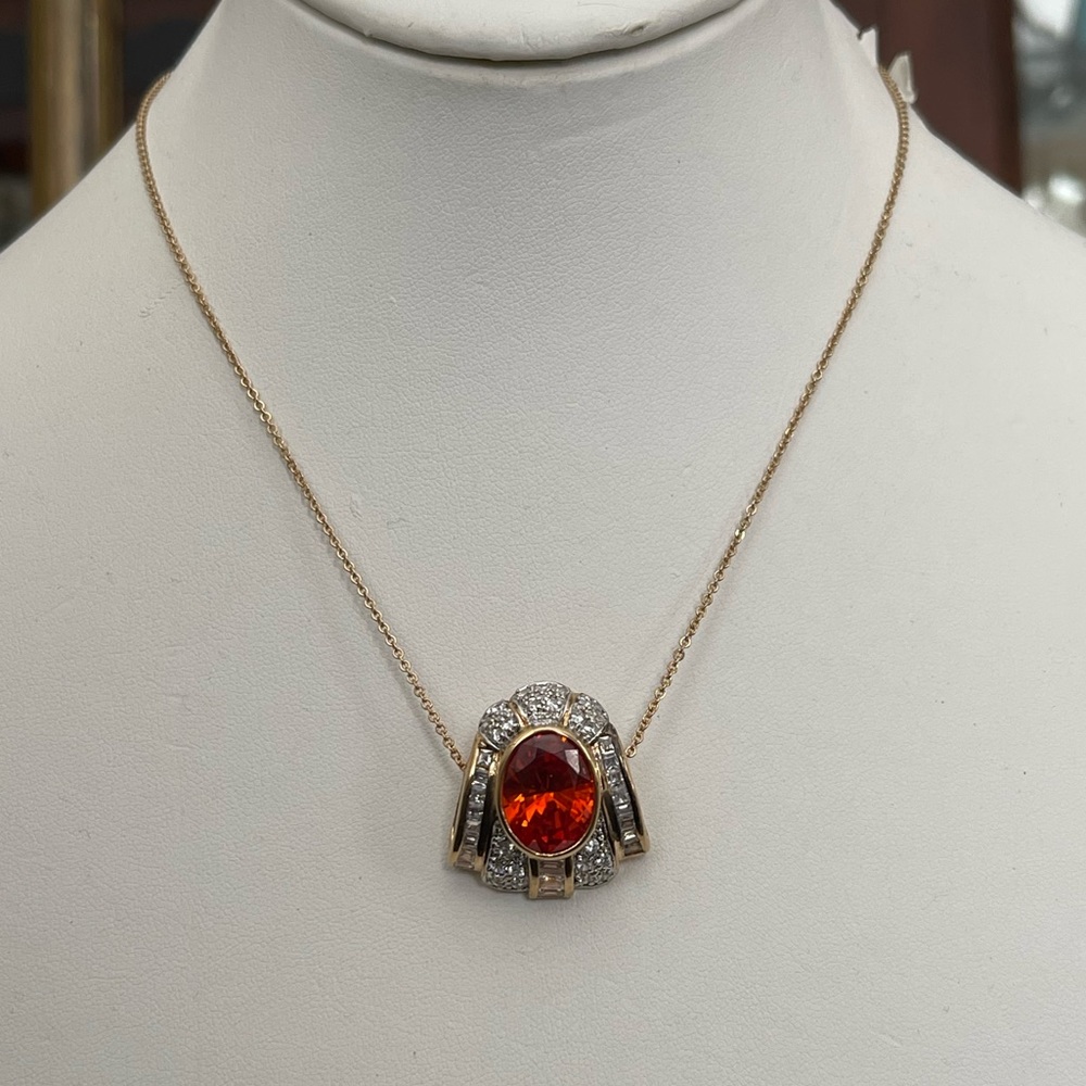 Fanta Orange Cz Solid Sterling Silver Pendant - image 3